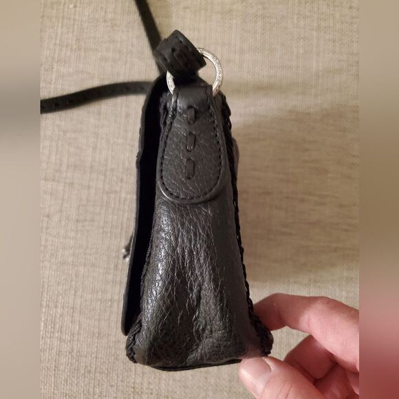 Brighton Jeweled Front Pebbled Leather Crossbody Purse - Picture 8 of 15